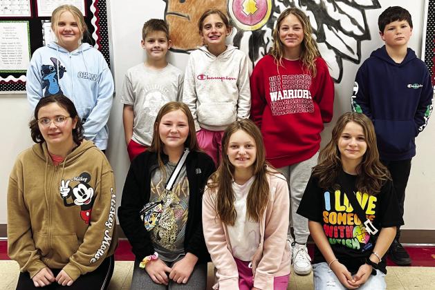 Maysville Elementary students in Mrs. Ray‘s fifth grade class who earned 100% of their accelerated reader points for the third nine weeks are (back row, from left) Maggie Anderson, Anthony Bittle, Khloi Crawford, Coty Ferguson, James Gamble. Front row, left to right are Neveah Hayes, Bella Holbert, Makynna Kesler, Aurora Seaman. Photo courtesy of Heather Ivey