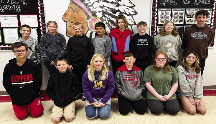 Maysville Elementary students in Mrs. Johnson‘s sixth grade class who earned 100% of their accelerated reader points for the third nine weeks are (back row, from left) Ryker Bailey, Elise Beach, Dylan Bebout, Christofer Cayton, Hadley Clune, Easton Davis, Maralee Finley, Isaac Galaviz. Front row, left to right are Garrett Henderson, Tatum Manning, Christi Reed, Colby Sherrill, Courtney Walker, Aarilyne Young. Photo courtesy of Heather Ivey